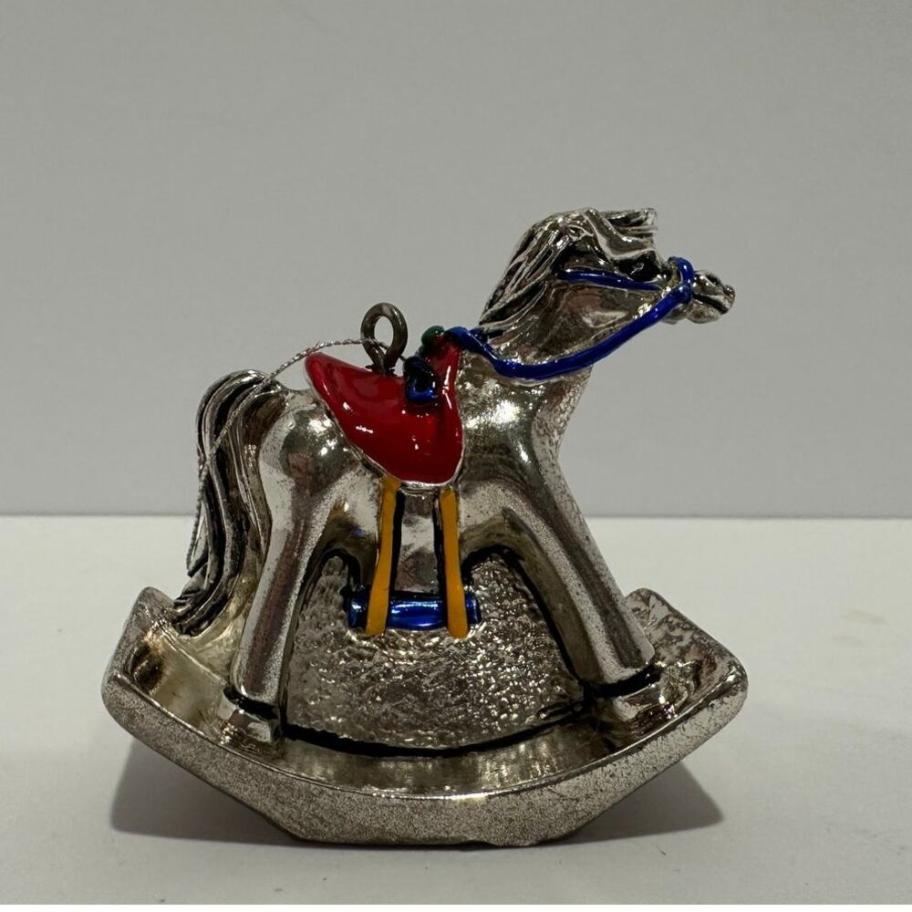 Silver Plated Rocking Horse Christmas Holiday Ornament